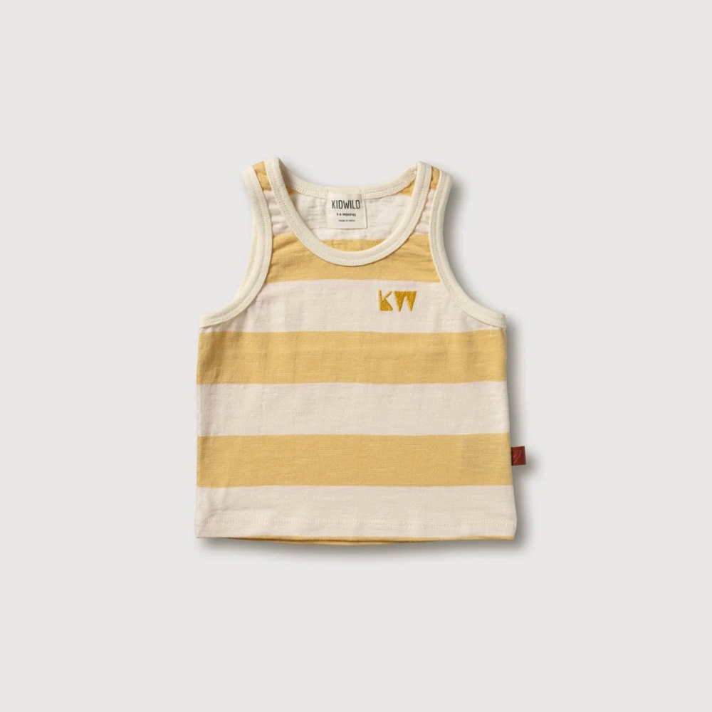 0-3M Baby Yellow and White Striped Tank Top